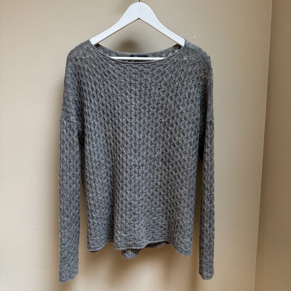 Vince Gray Mini Cable Wool Alpaca Boatneck Sweater